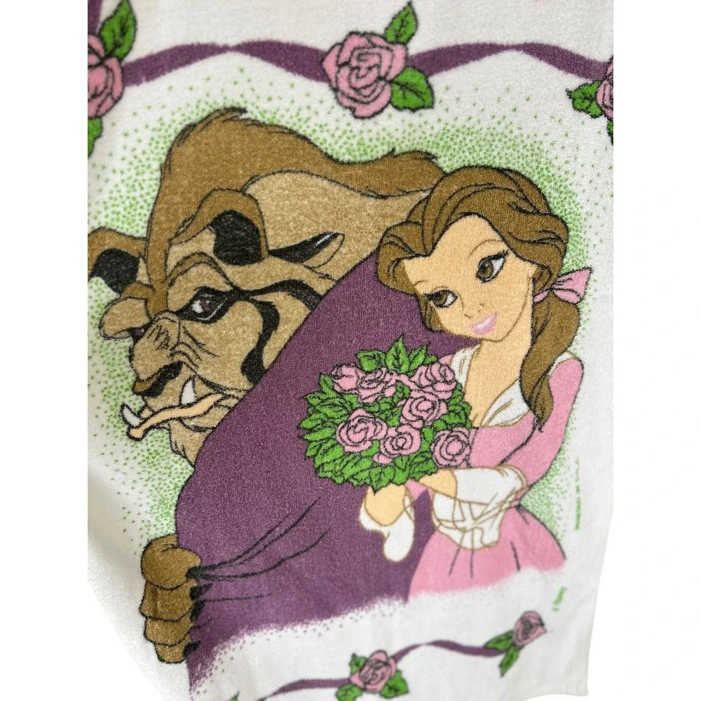 VTG 90s Disney Beauty and the Beast Princess Belle Beach Towel Kid core RARE